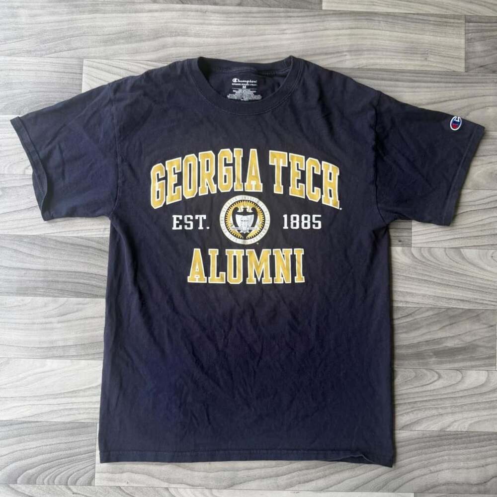 Champion Georgia Tech Alumni T-Shirt Size M Navy Blue Collegiate Tee
